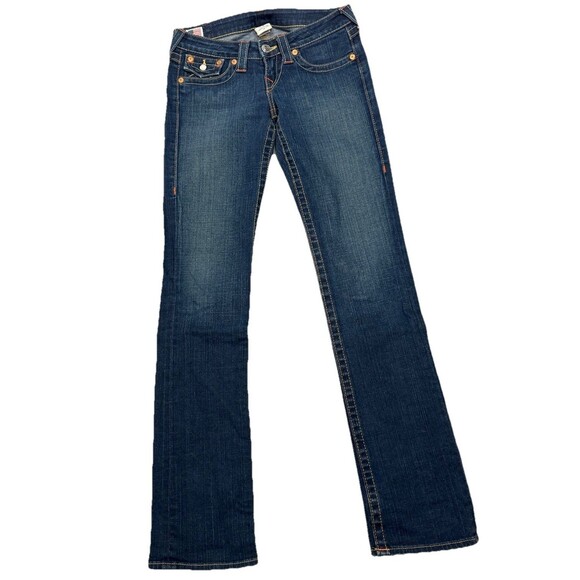 True Religion Billy Jeans 26 Straight Y2K Thick Stitch Low Rise USA Made Western - Picture 3 of 7